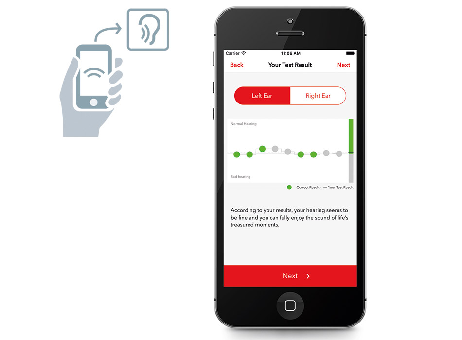 Hörtest-App: Smart getestet Unser Hörtest wurde von audiologischen Experten entwickelt. Er soll Ihren Kunden dabei helfen herauszufinden, ob eine Hörminderung vorliegt oder nicht. Um sicherzustellen, dass die Ergebnisse möglichst präzise sind, wurde die App unter wissenschaftlichen Aspekten entwickelt und getestet.